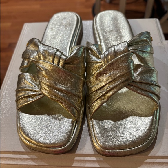 Ted Baker Metallic Gold Slide Sandals - Picture 1 of 5